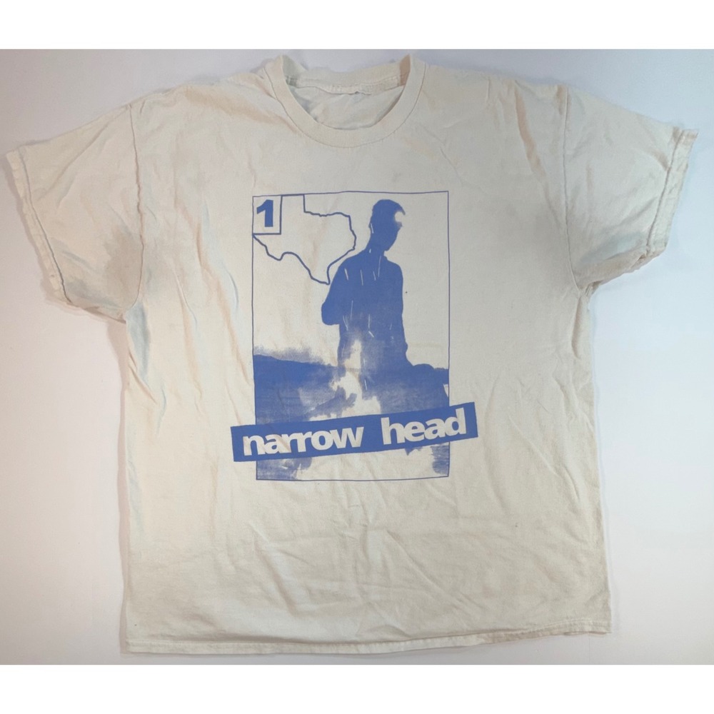 Narrow Head 2021 Tour Band T-Shirt White Blue Graphic Texas Shoegaze Rock L